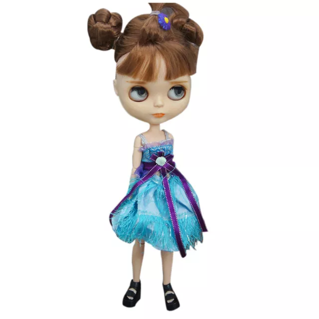 Juego de ropa de muñeca azul púrpura cinta para muñeca Blyth trajes vestido 1/6 juguete 2