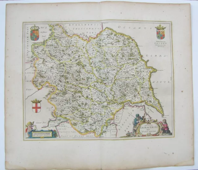 Yorkshire: antique map by Johan Blaeu, 1645 (1648 edition)
