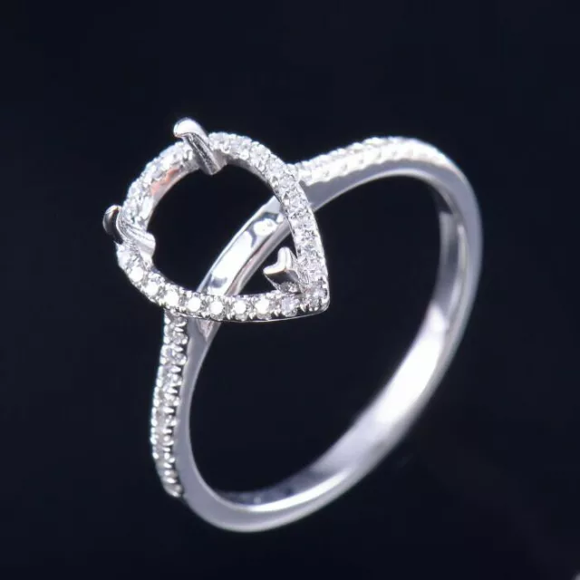 Pear Cut 10×7mm 14K White Gold Natural Diamond V Prong Semi Mount Ring Setting