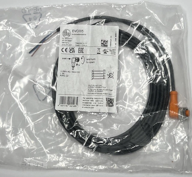IFM EVC005 M12 Cavo sensore angolato 5 pin 5 m PUR 000282