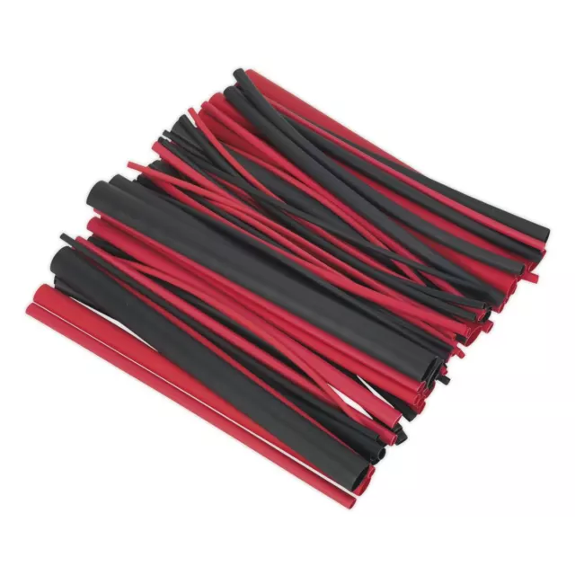 Sealey Heat Shrink Tubing Assortment 72pc Black & Red Adhesive Lined 200mm