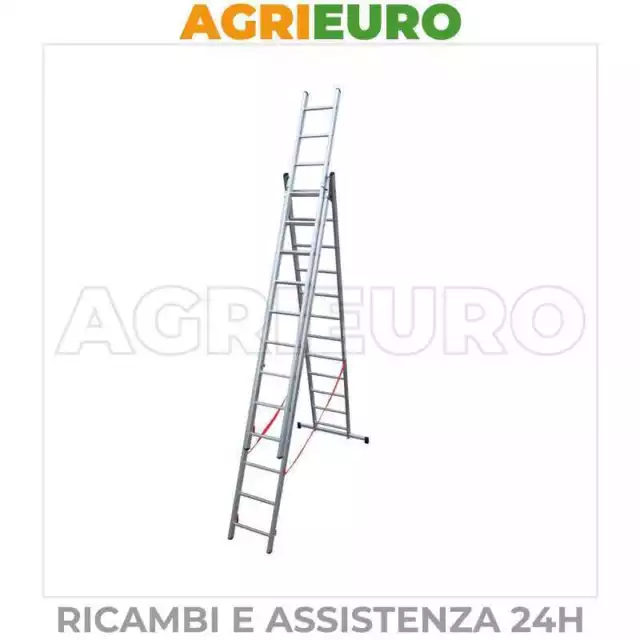 Scala in alluminio telescopica 818cm Facal Stilo 3 rampe a12 gradini allungabile