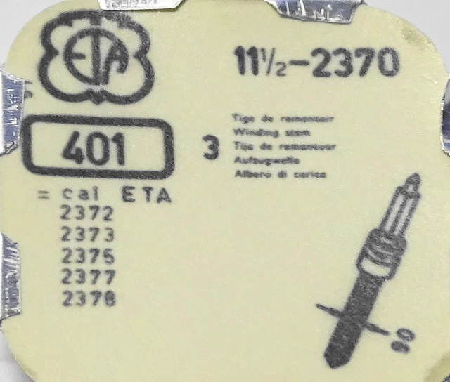 Tige De Remontoir Montre ETA 11½ - Référence 2370 - Acier Argenté - Neuf Sans étiquette