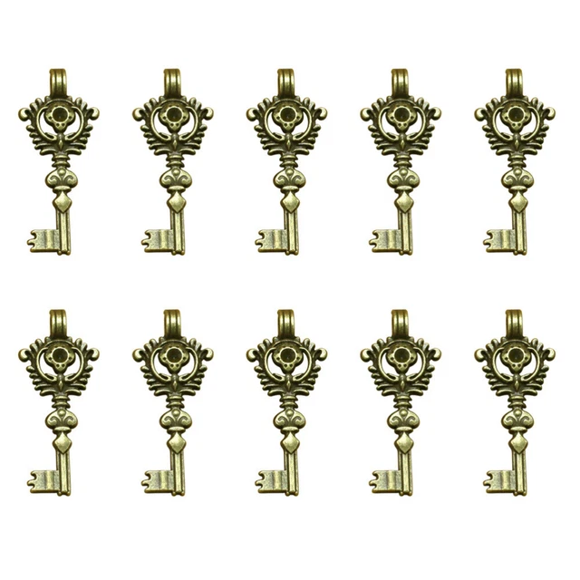 20 pièces alliage évider clé pendentif breloques bricolage fabrication de