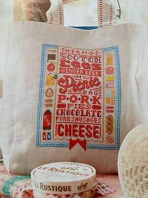 Bolsa de picnic Emma Congdon Al Fresco comida tipografía punto de cruz tabla de diseño