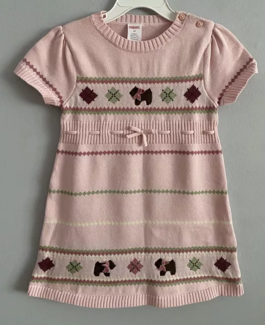 Gymboree Girl Detective Scottie Dog Sweater Dress Pink Short Sleeve Size 4T NWT