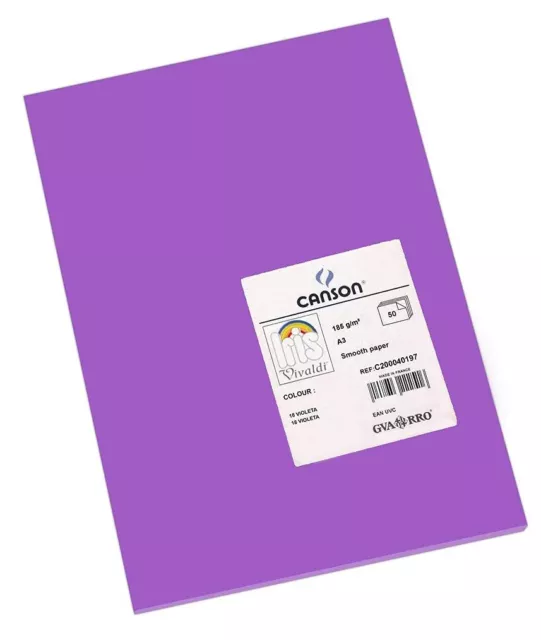 Canson Iris Vivaldi A3 185 GSM Smooth Colour Paper - Violet (Pack of 50 Sheets)