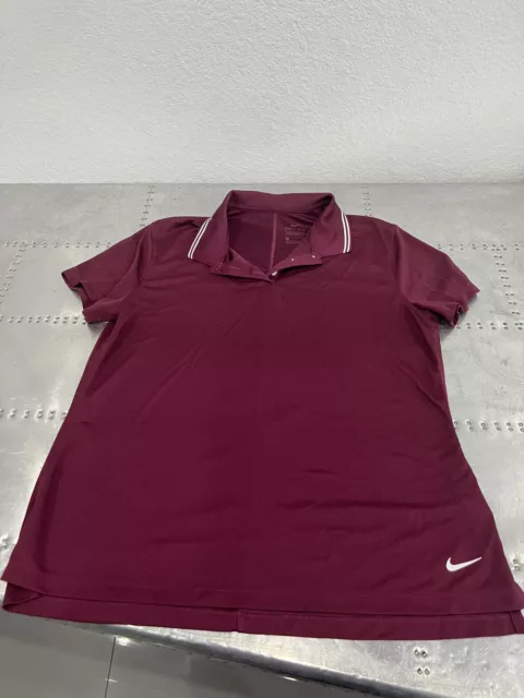 Nike Polo Shirt Womens  Large Magenta Purple Golf Dri-Fit Outdoor Comfort Ladies