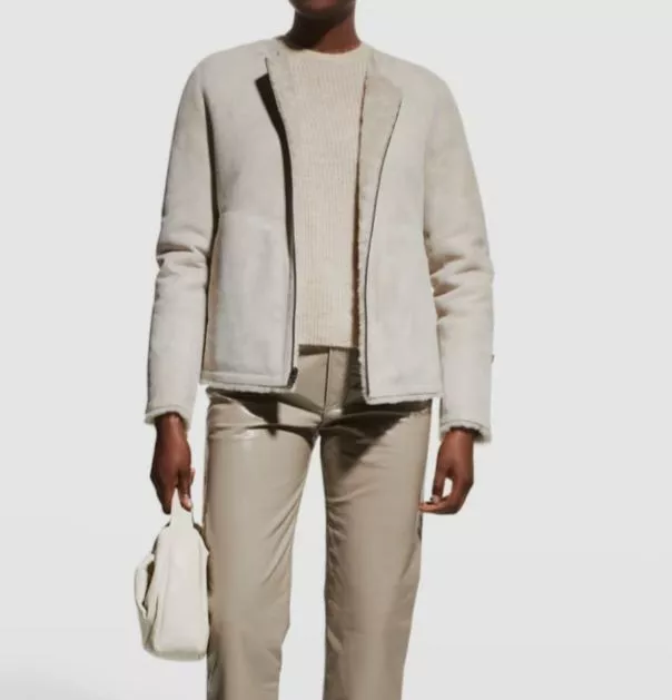 $1995 Fleurette Women's Beige Cleo Reversible Shearling Jacket Coat Size S $1995 Fleurette Women's Beige Cleo Reversible Shearling Jacket Coat Size S