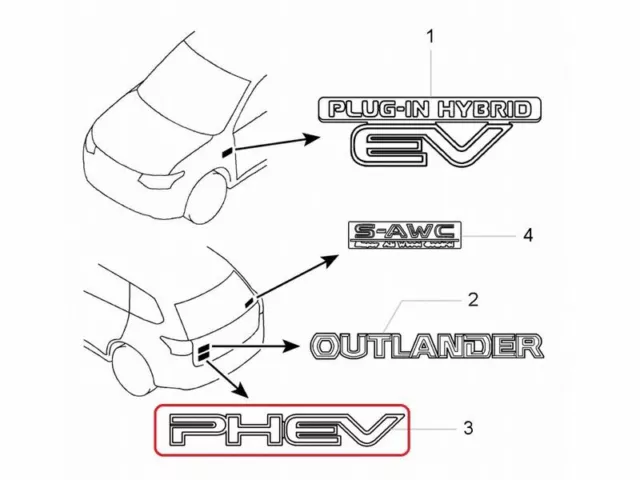 [Neu] Jdm Mitsubishi Outlander Phev Gg Emblem Hinter " Phev Zoll Original OEM