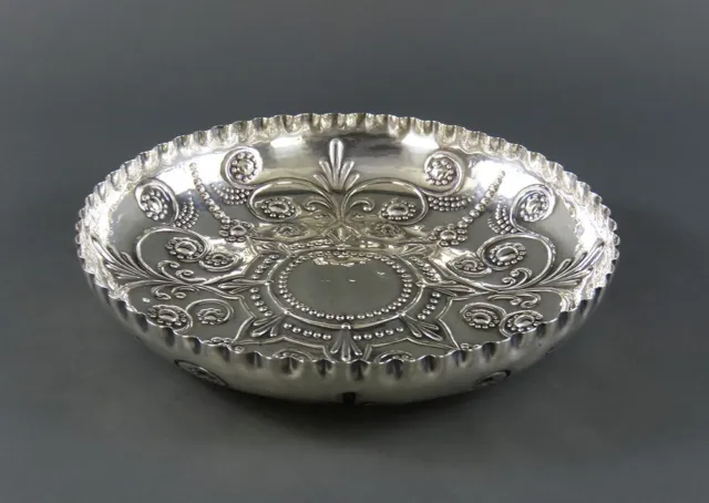 Whimsical c. 1765 Irish Sterling Silver Hand Chased Rose Water Bowl