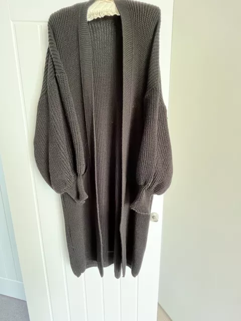 Long Black Ladies Cardigan One Size Balloon Sleeve