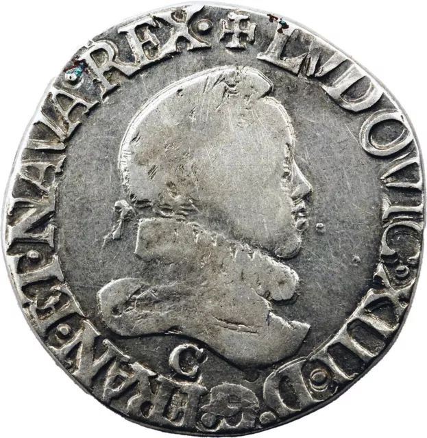 Louis XIII Demi-Franc 1615 Saint-Lô Silver TB+ Gadoury 36