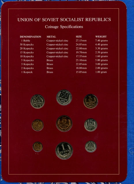 Coin Sets of All Nations USSR Russia w/card 1976-1979 10,50 Kopeck 1976 UNC 2