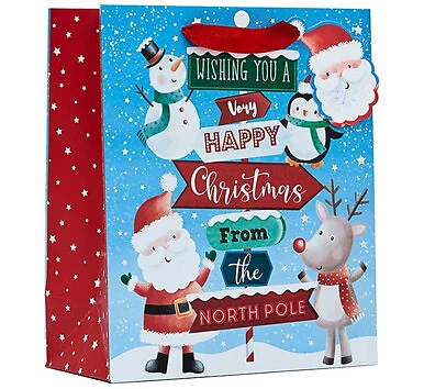 North Pole Sign Medium Christmas Gift Bags by north pole