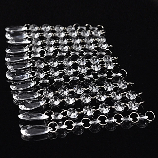 12PCS Acrylic Clear Crystal Bead Curtain Party Wedding Decor Hanging Strand DIY