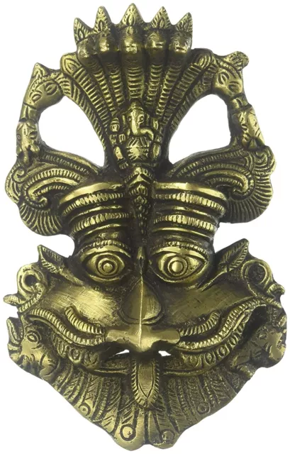 Brass Kirtimukha Wall Hanging Mask with Ganesha At Top For Home Vaastu Decor