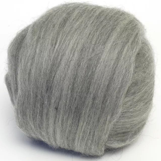 Merino Top (Natural Medium Grey) 100g Wool Roving Spinning Fibre Needle Felting