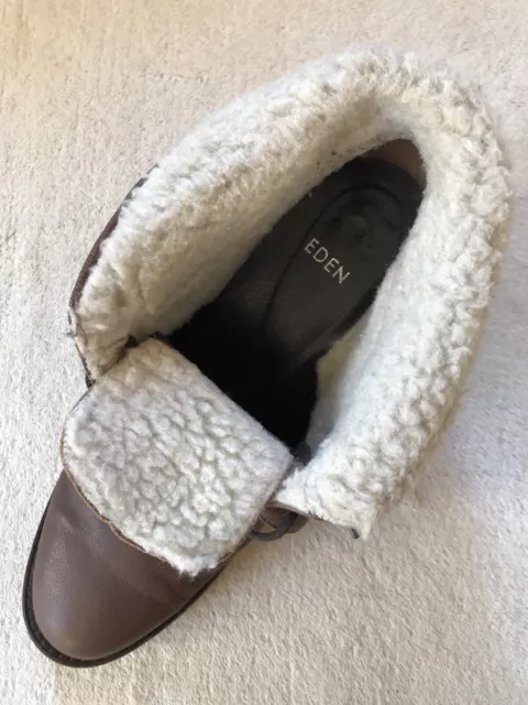 BOOTS BOTTINES FOURREES EDEN EN CUIR TAUPE MARRON CLAIR Talons - Pointure 40 3