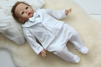 Baby Boy All-in-One White Suit Wedding Christening Formal Party Outfit Tuxedo