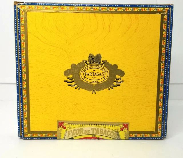 Vtg Flor De Tabacos Partagas Wood Box  Good Condition