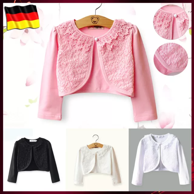 Kinder/Mädchen Bolero Schulterjacke Langarm Spitze Cardigan Shrug Top Kurz Jacke