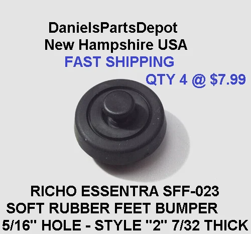 x4 RICHCO ESSENTRA SFF-023 RUBBER SOFT FAST FEET BUMPER EZ 5/16 MOUNTING HOLE