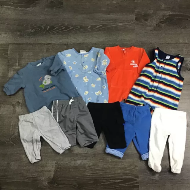 Lot of 9 Baby Boy Clothes One Piece Sleepers Sweat Pants Size Newborn - 3M