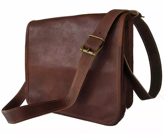 Herren Echt Ziege Leder Schultertasche Laptop 18 " Schutzhülle Schultertasche