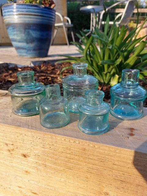 5 round victorian ink bottles