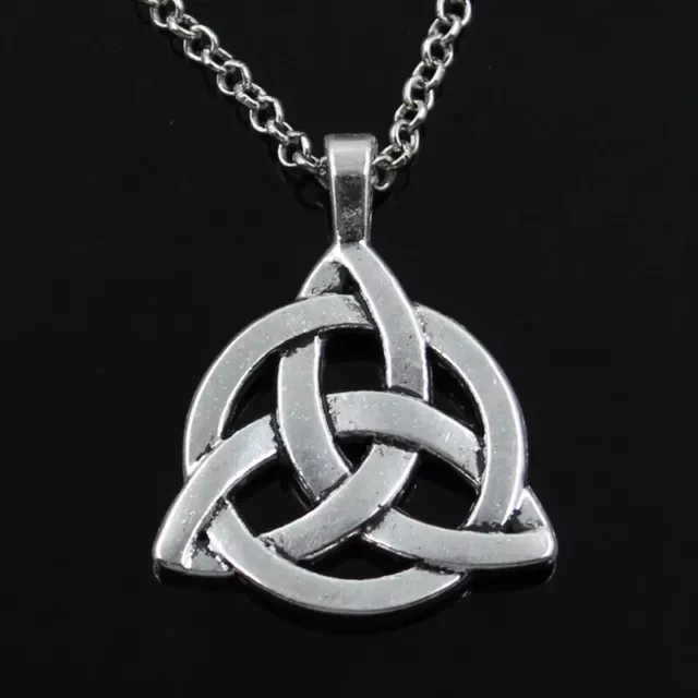 Knot Amulet Round Triangle Trinity Knot Pendant Necklace Irish Celtic Jewelry 2