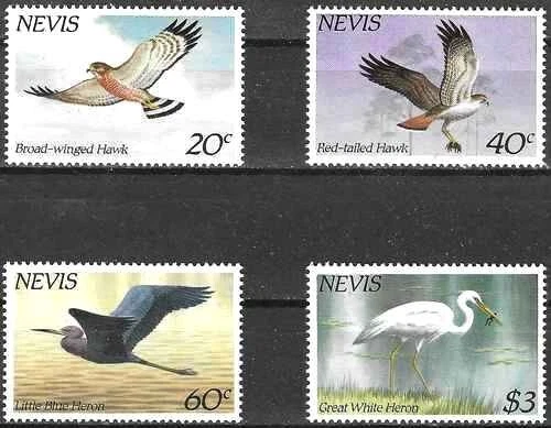 Timbres Oiseaux (dont Rapaces) Nevis 267/270 ** (72007ER) - cote : 12 €