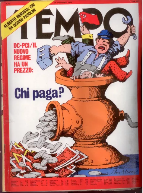 Tempo N.42-24/10/1976-Moravia-Pasolini/M. Pollini/Comunisti/Centrali Nucleari-L1