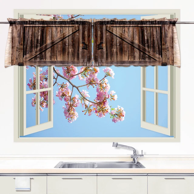 Cefas de tela de poliéster Ydbkt descoloridas granero de madera 56x14
