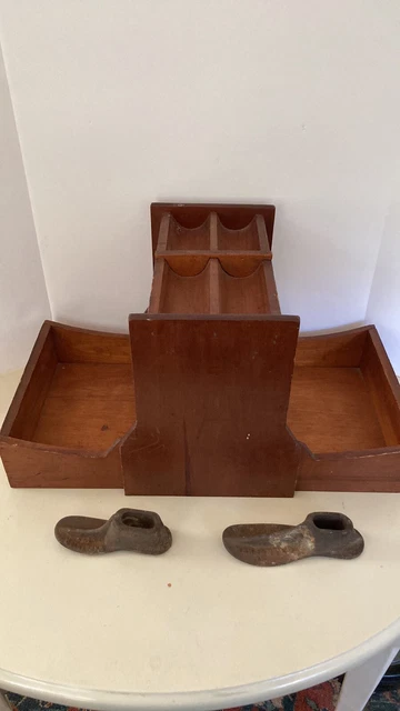 Antique Cobblers Box And Two Iron Shoe Forms