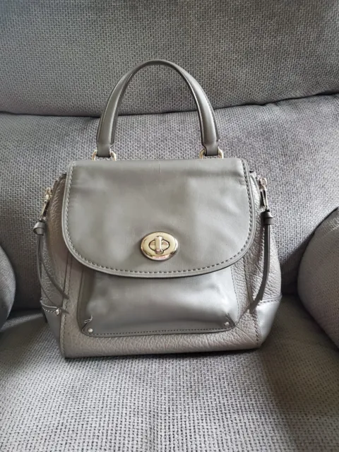 Coach 30525 Faye Pebbled Leather Backpack Purse Gray