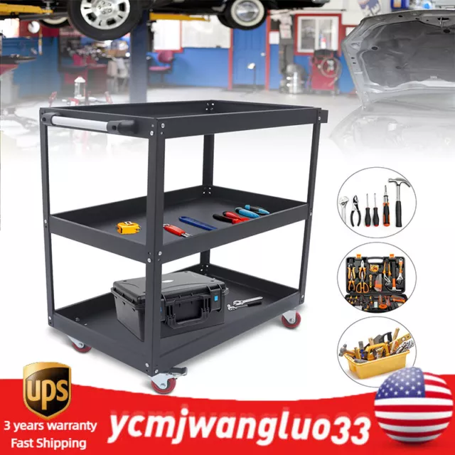 Heavy Duty Rolling Utility Tool Cart Service Organizer Storage Trolley 3-Tier