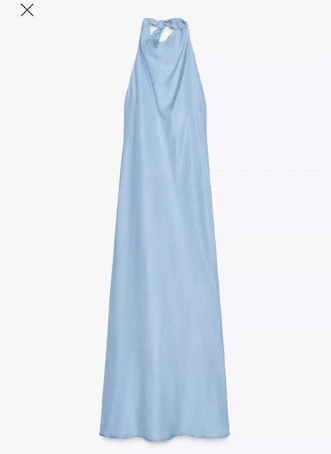 ZARA FLOWY HALTER DRESS SIZE XXL LIGHT BLUE Women 6929/088/406 37.10 -  PicClick UK