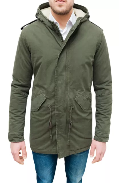 Giaccone Giubbotto Uomo Parka Verde Militare Giacca Invernale Con Pelliccia
