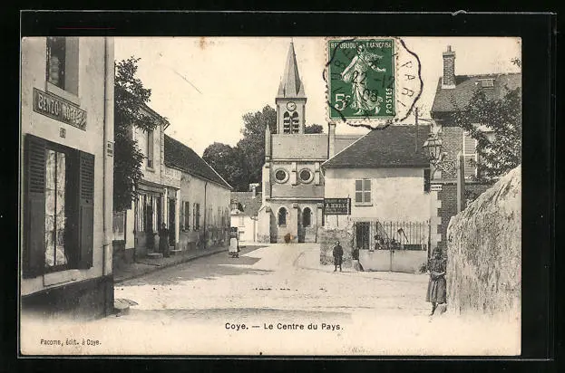 CPA Coye, Le Centre du Pays, L´Eglise 1908