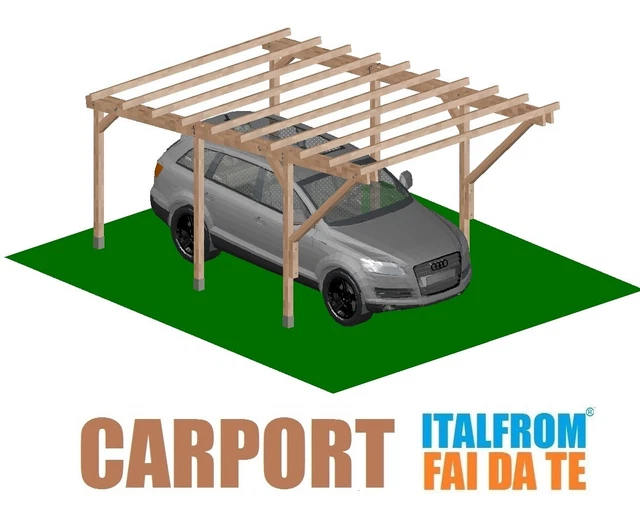 CARPORT IN LEGNO Impregnato 5 x 3 Tettoia Auto Pergola Gazebo Garage a