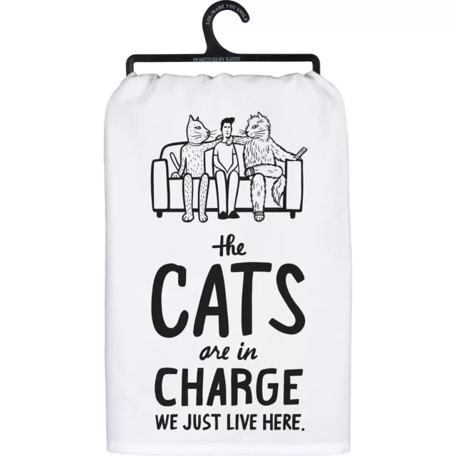 Primitves By Kathy Dish Towel, 28", The Cats are in Charge, We Just Live Here