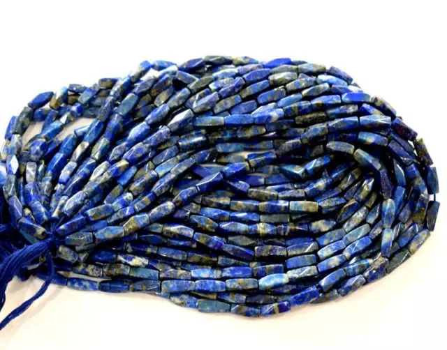 14" Strand Natural Lapis Beads Twisted 5X11 - 5X13 Mm 1 Line Loose Beads #D1702