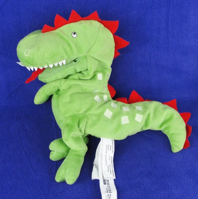 IKEA GREEN DINOSAUR Laskig Hand Puppet Plush Stuffed Dragon 15" Red