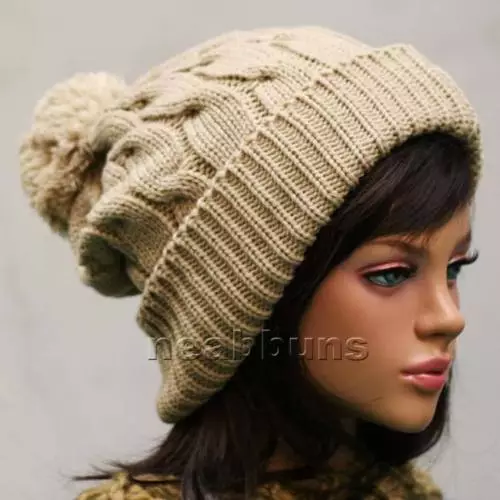 NEW uniSex pom pom BEANIE warm Knit winter Hats man women Cap Ski LSK Beige