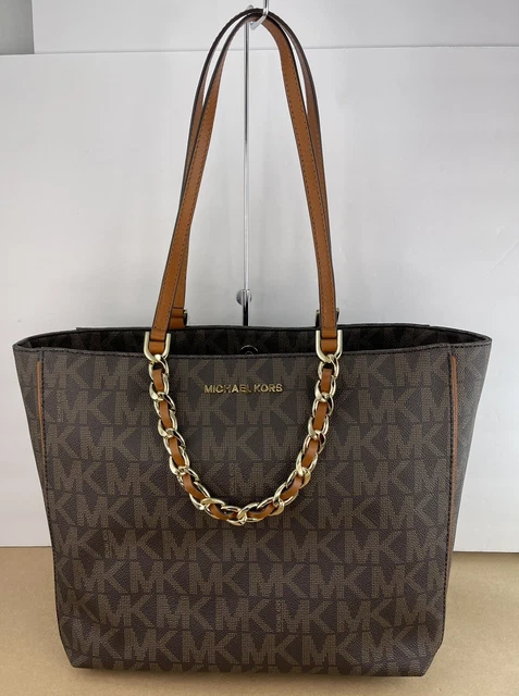 MICHAEL Michael Kors Harper Large signature East West Tote Brown NWT