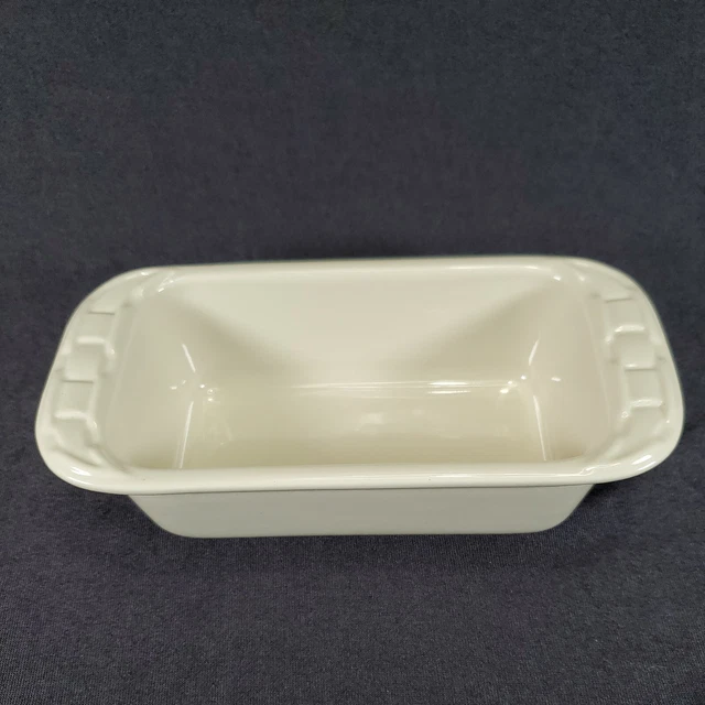 Longaberger Pottery Heirloom Ivory Loaf Pan Dish Woven Traditions 6x3x2 #34991