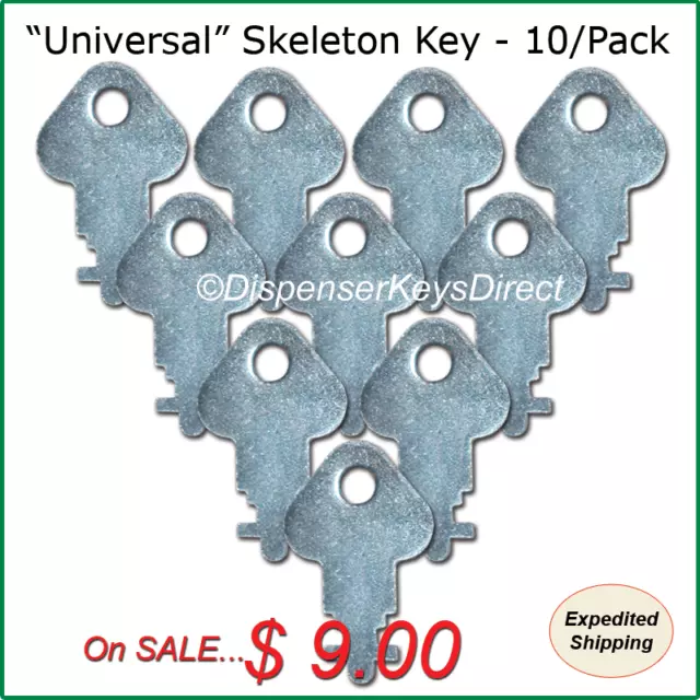 "Universal" Skeleton Key for Paper Towel & Toilet Tissue Dispensers - (10/pk.)