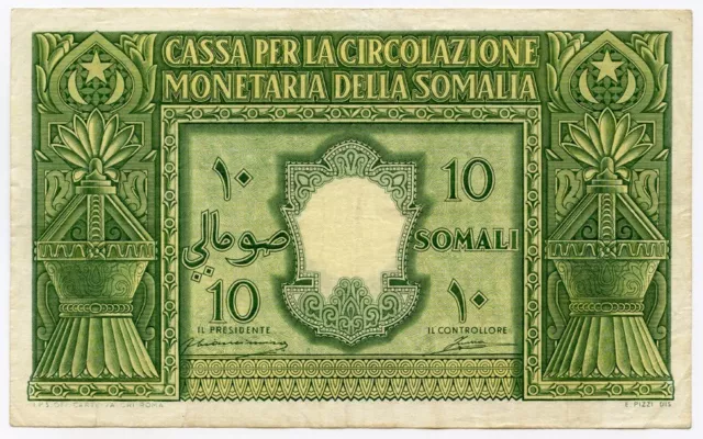 Billete de 10 somalíes de Somalilandia italiana 1950 original, elección nítida en muy buen estado-excelente selección #13a.