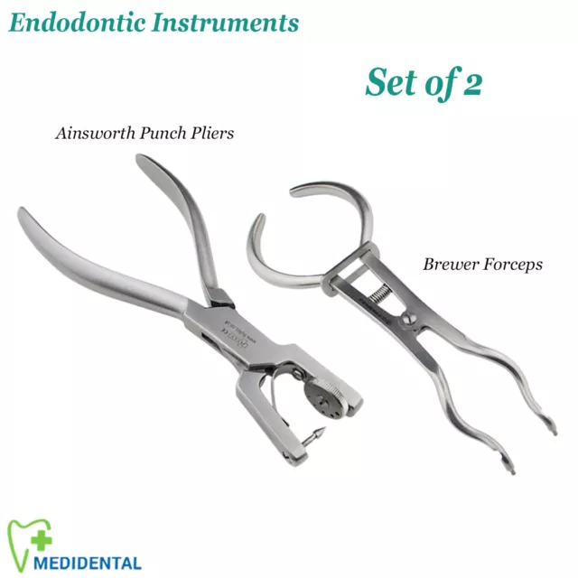 ENDODONTIC INSTRUMENTS Rubber Dam Ainsworth Punch Plier, Brewer Clamp Forceps CE